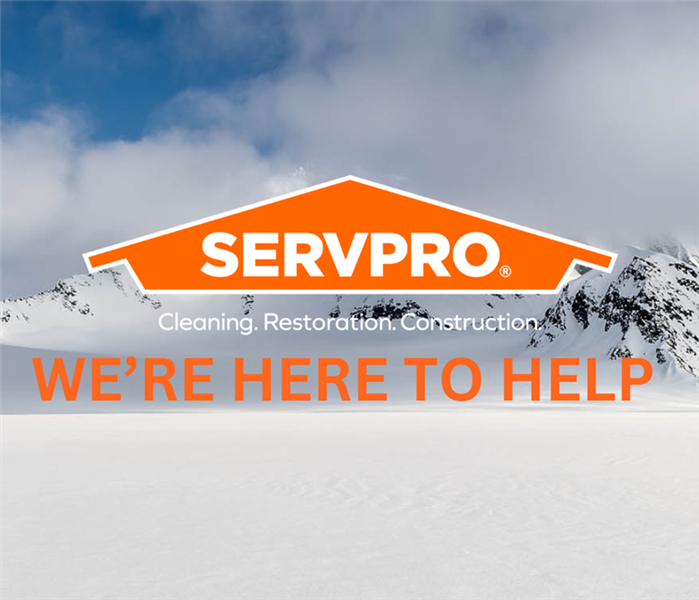 snowing back ground with SERVPRO logo 